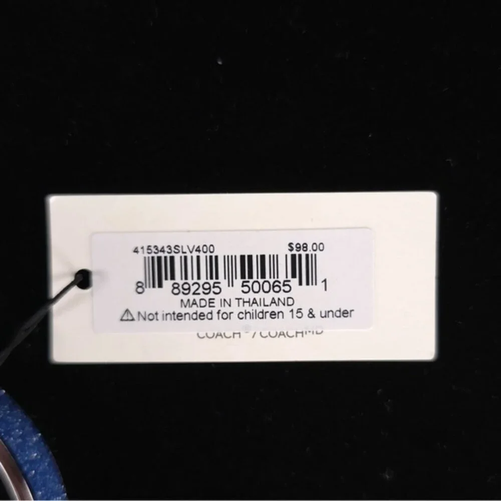 NWT COACH Signature C Logo Hinged Bangle Bracelet Sparkly Blue Enamel & Silver‎